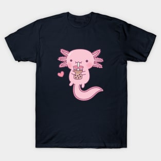 Cute Axolotl Loves Boba Tea T-Shirt